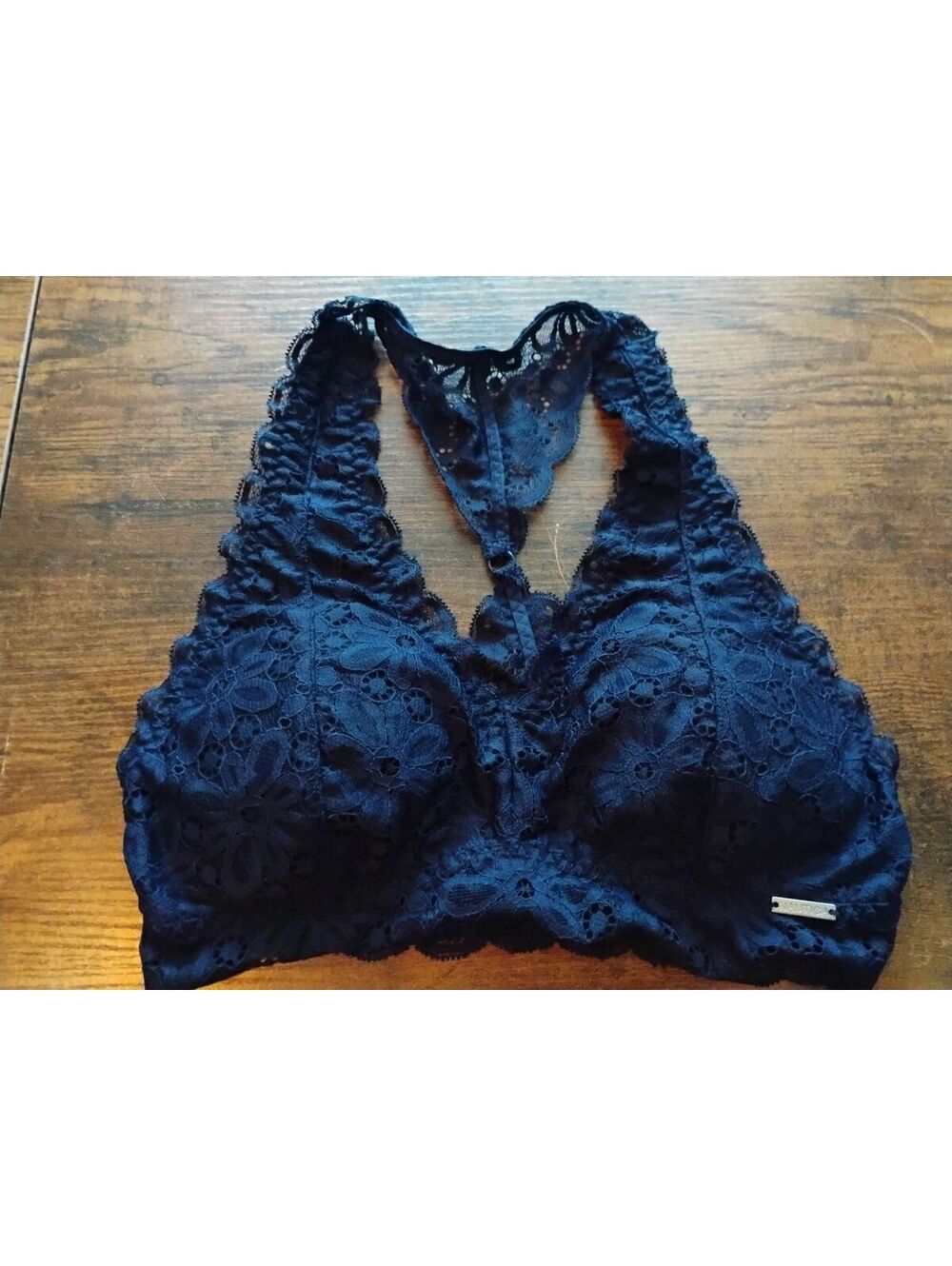 Nautica Black Lace Bralette Bra with Racerback Design